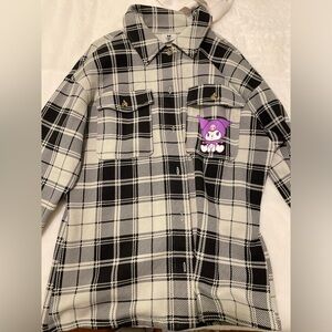 Women’s Graphic Kuromi Button-up Flannel w Pockets Oversized